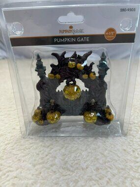 Pumpkin Hollow Pumpkin Gate Decorative Accessory Black/Orange 4.5" Resin New Wit